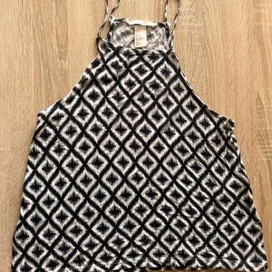 H&M Geometric Black and White Halter Tank Top for Women Size XS